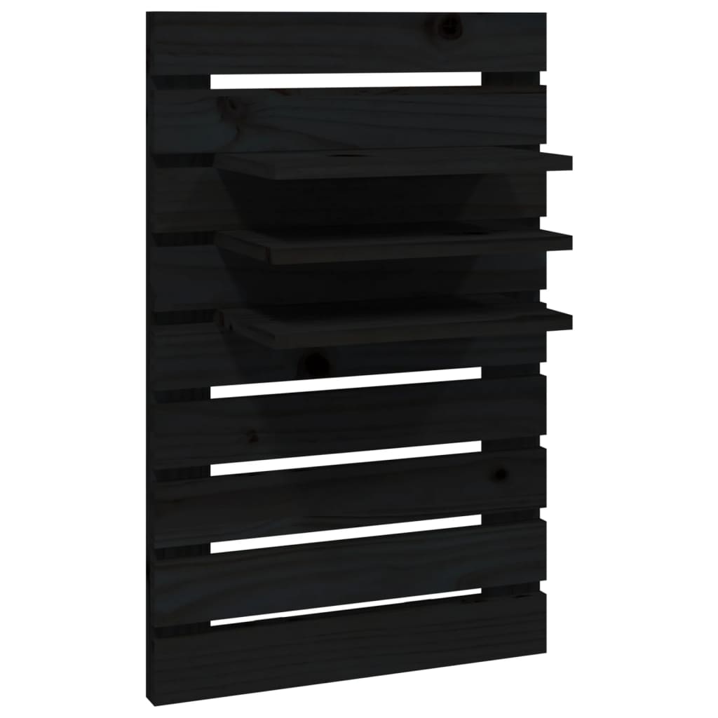 vidaXL Wall-mounted Bedside Shelves 2 pcs Black Solid Wood Pine