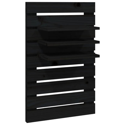 vidaXL Wall-mounted Bedside Shelves 2 pcs Black Solid Wood Pine