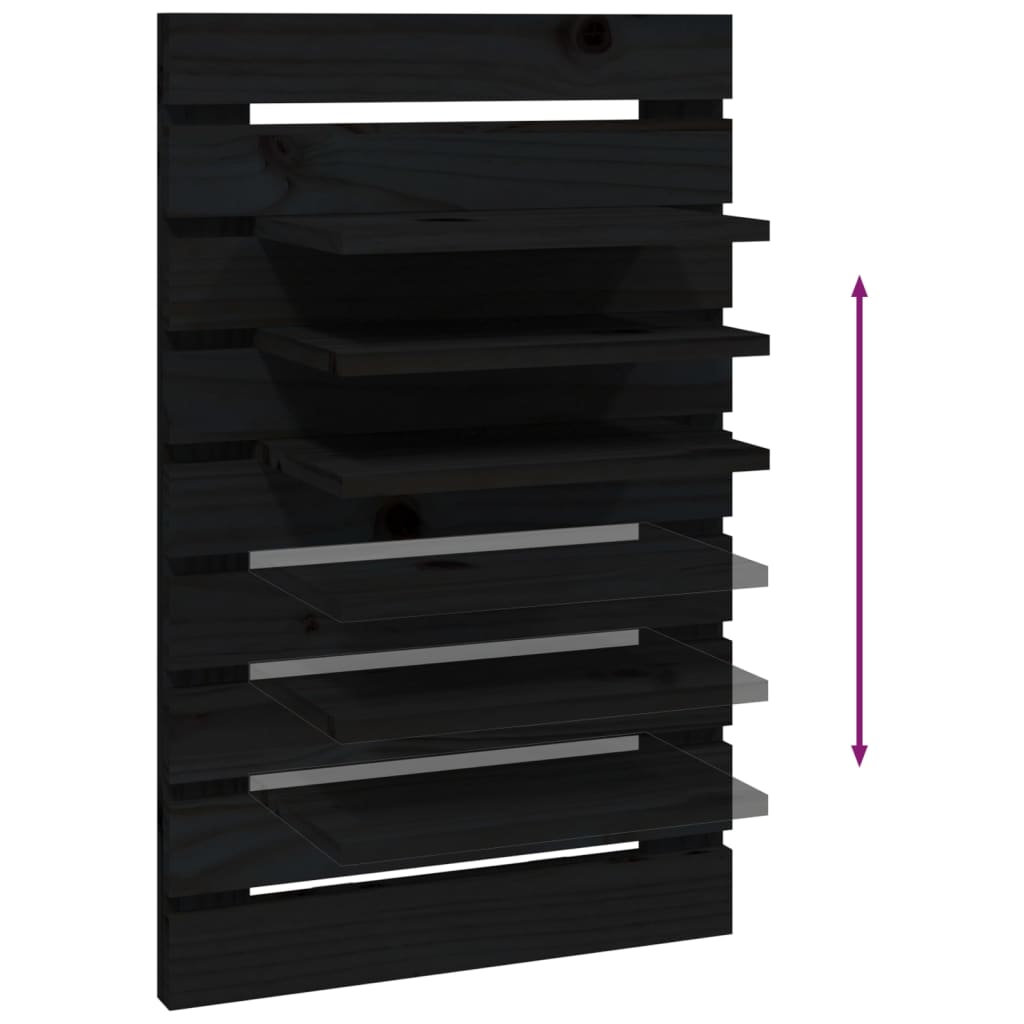 vidaXL Wall-mounted Bedside Shelves 2 pcs Black Solid Wood Pine