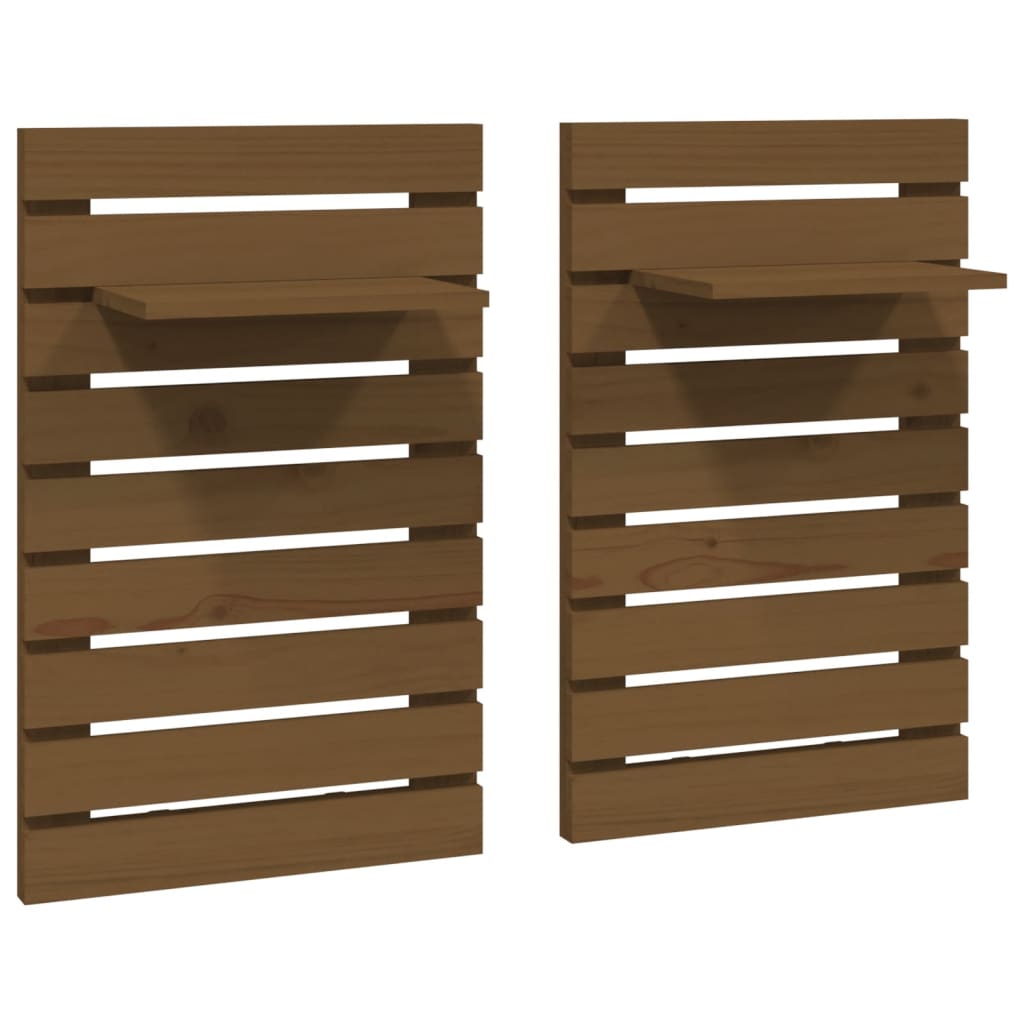 vidaXL Wall-mounted Bedside Shelves 2 pcs Honey Brown Solid Wood Pine