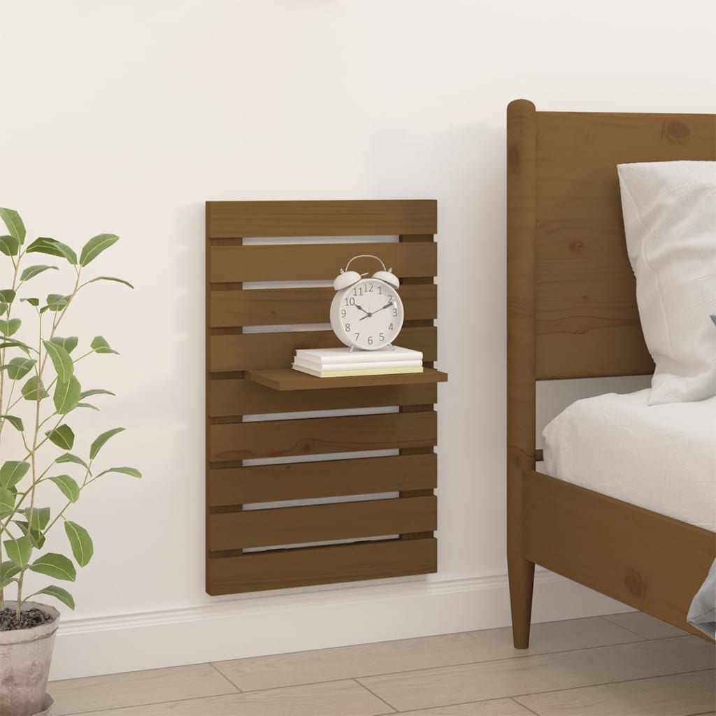 vidaXL Wall-mounted Bedside Shelves 2 pcs Honey Brown Solid Wood Pine