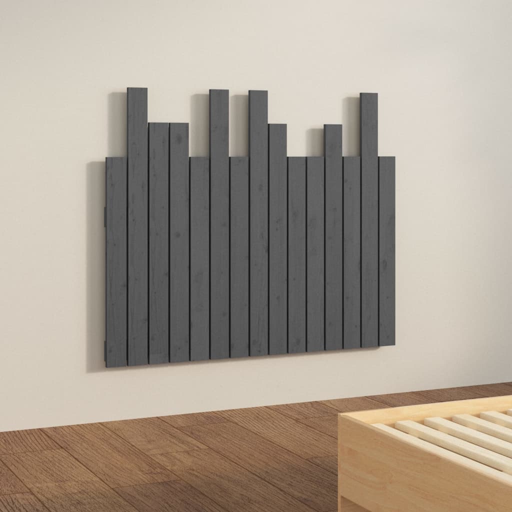 vidaXL Wall Headboard Grey 95,5x3x80 cm Solid Wood Pine