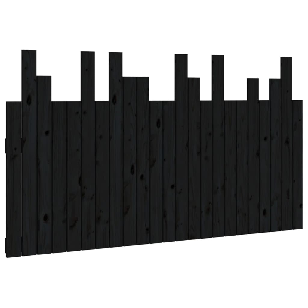 vidaXL Wall Headboard Black 146.5x3x80 cm Solid Wood Pine