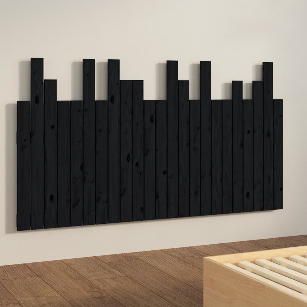 vidaXL Wall Headboard Black 146.5x3x80 cm Solid Wood Pine
