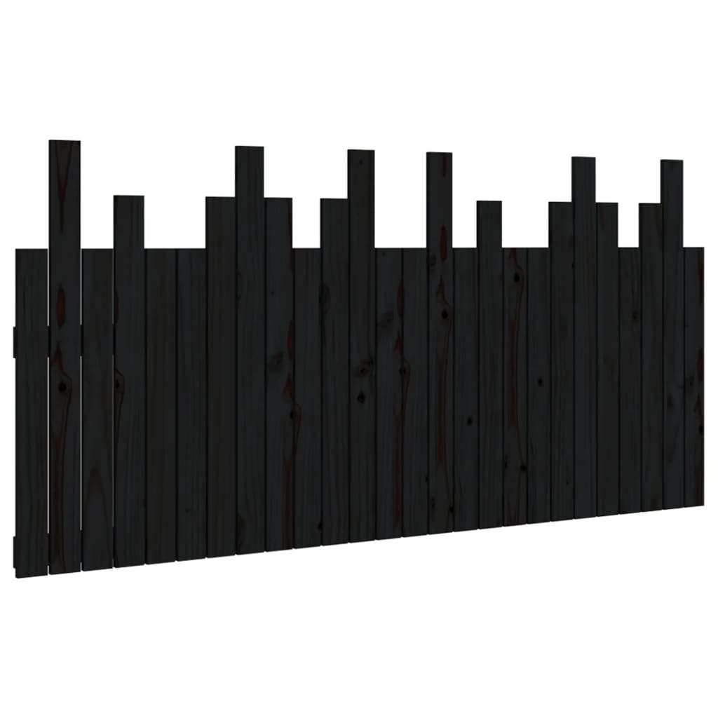 vidaXL Wall Headboard Black 166x3x80 cm Solid Wood Pine