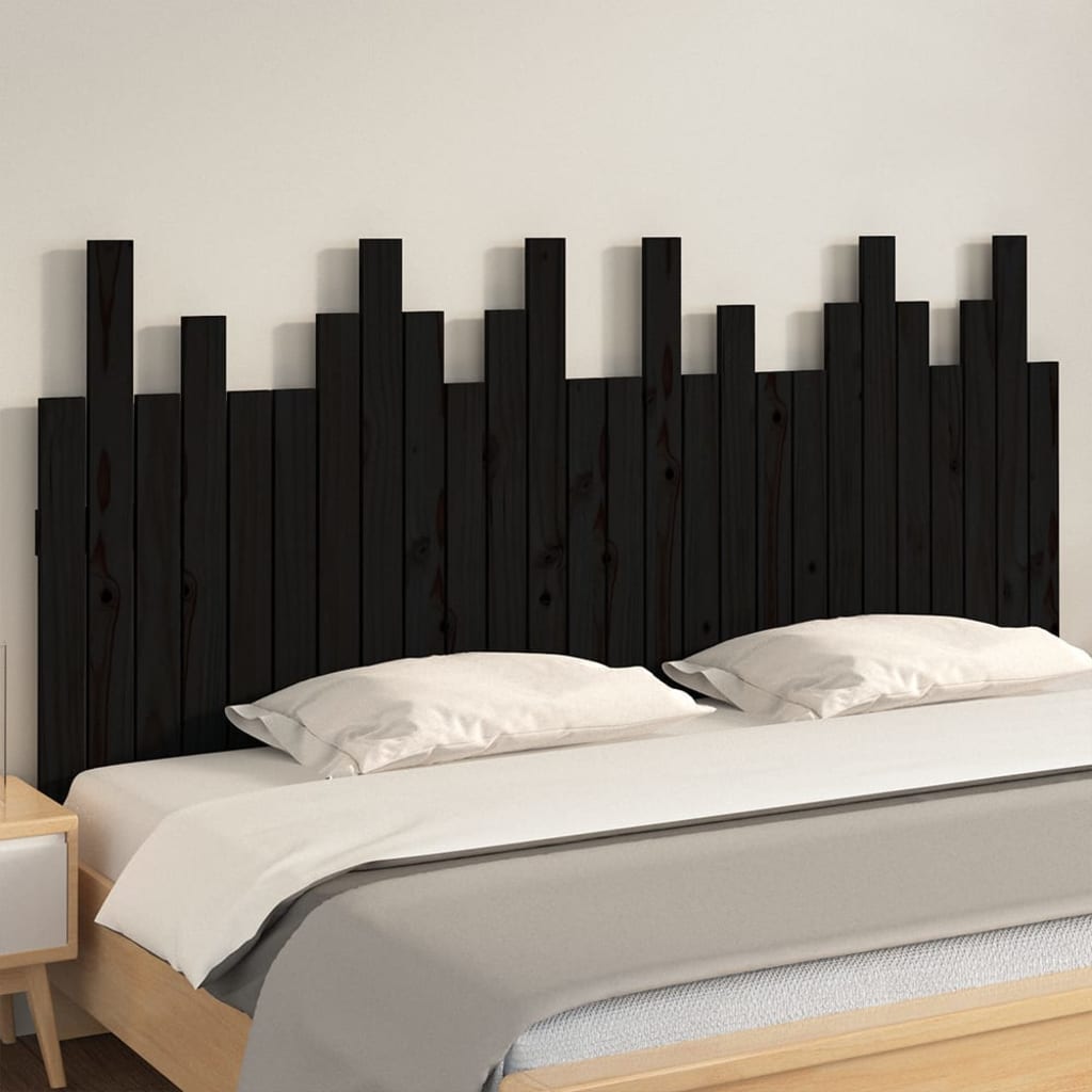 vidaXL Wall Headboard Black 166x3x80 cm Solid Wood Pine
