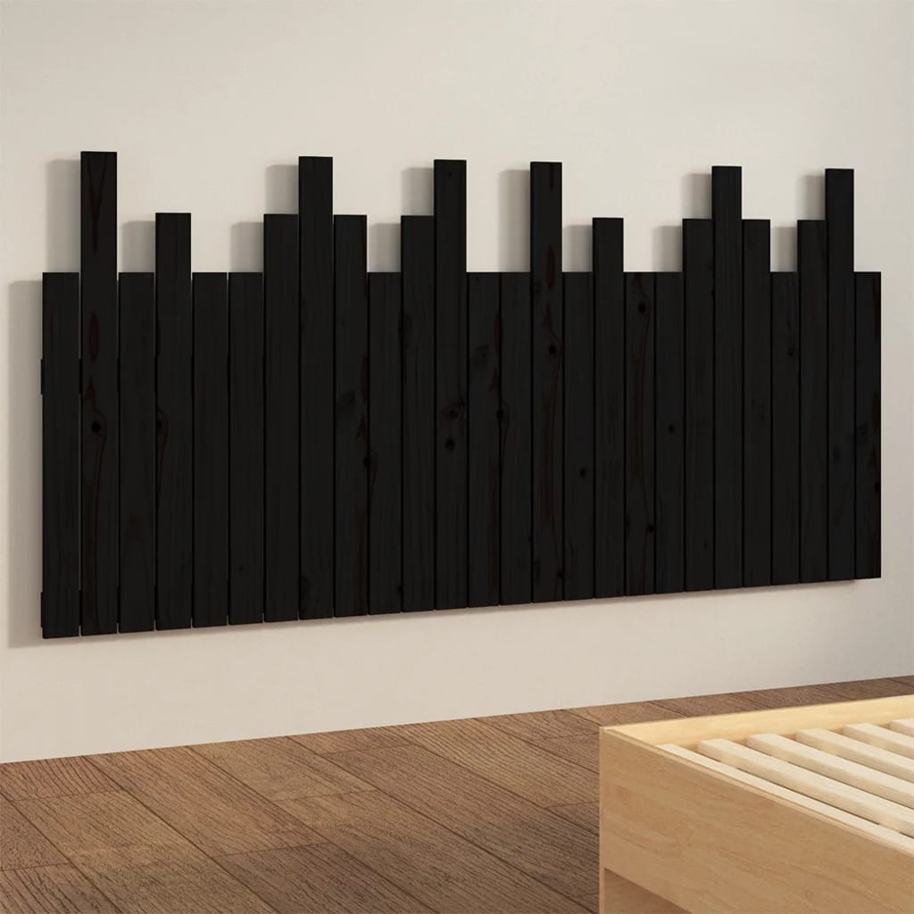 vidaXL Wall Headboard Black 166x3x80 cm Solid Wood Pine
