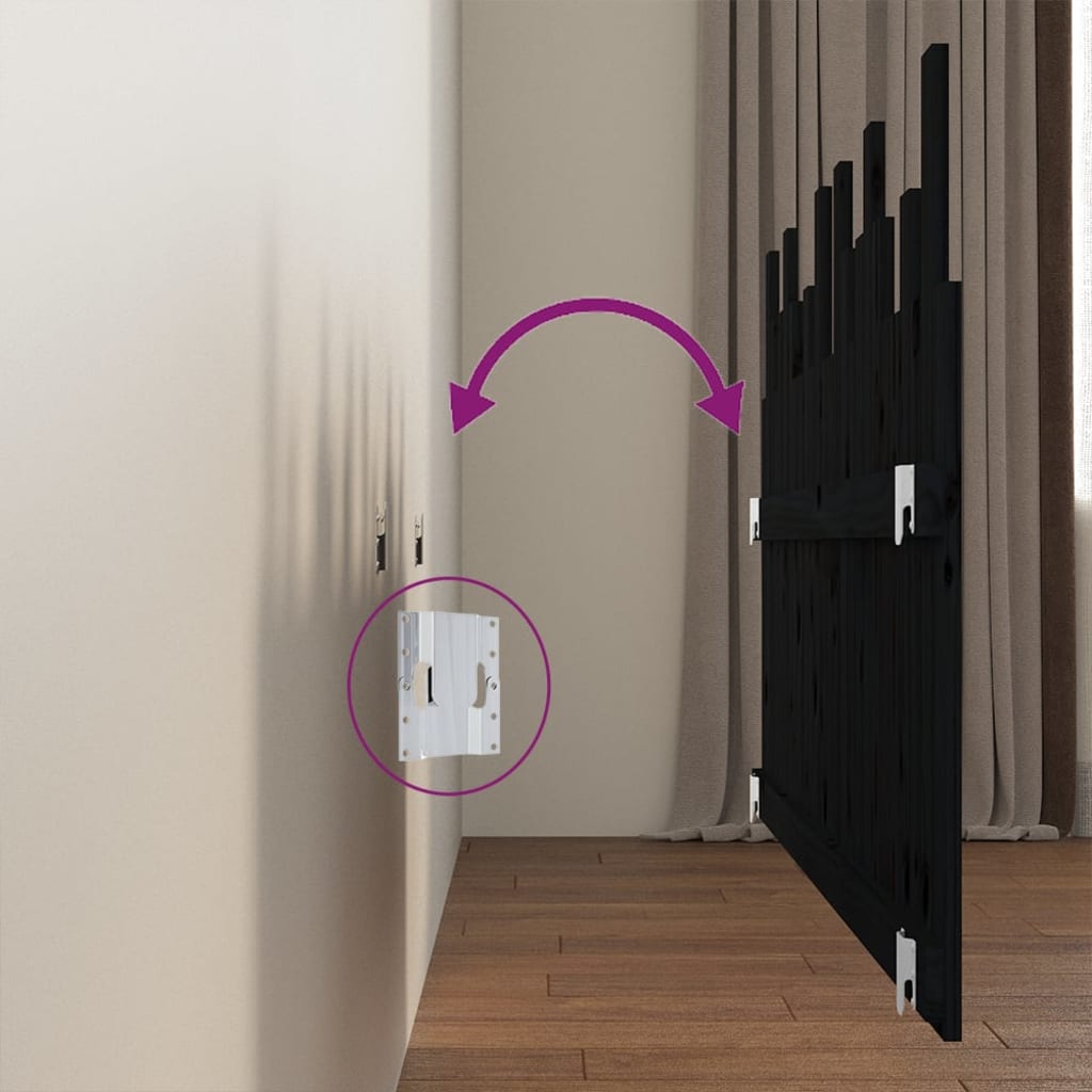 vidaXL Wall Headboard Black 166x3x80 cm Solid Wood Pine