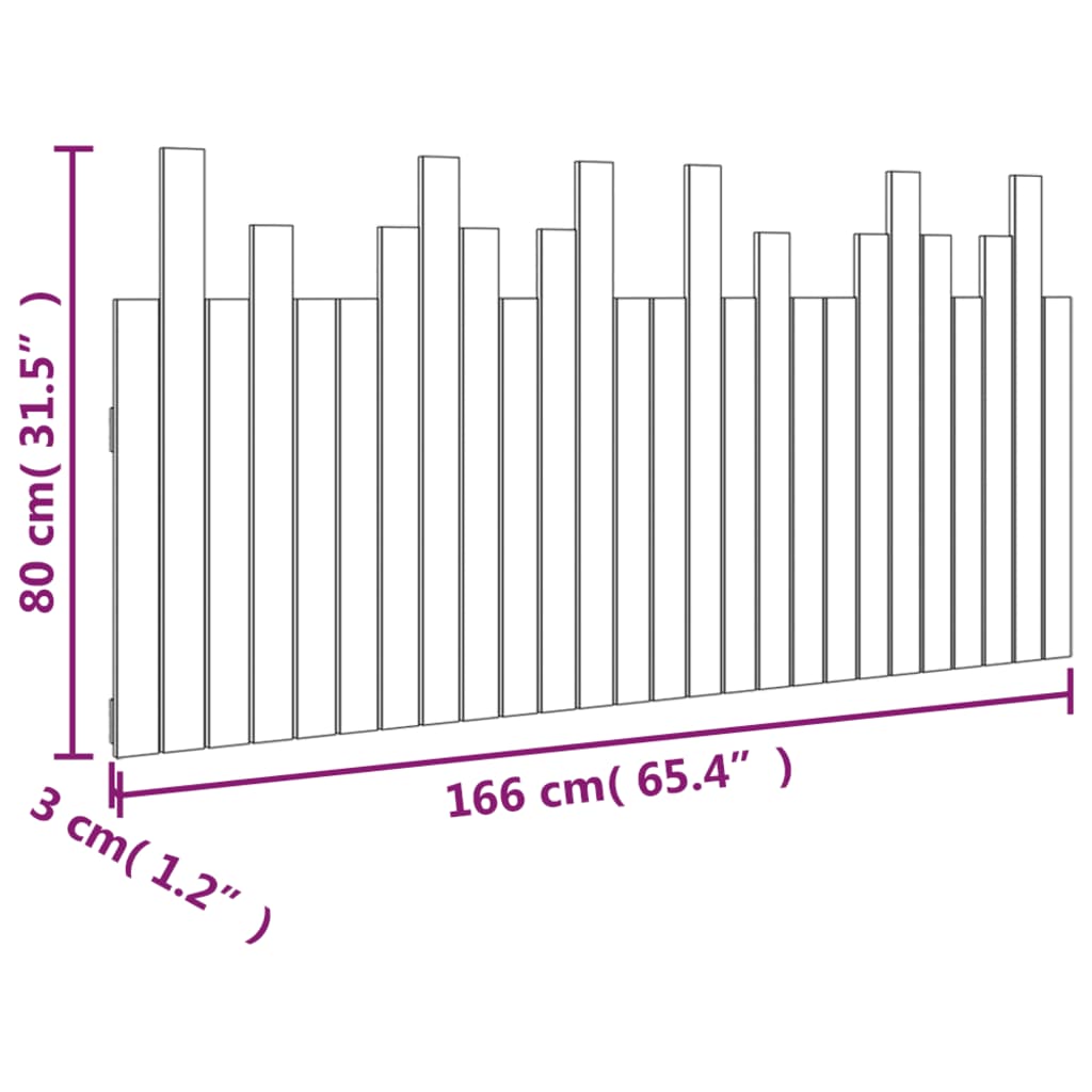 vidaXL Wall Headboard Black 166x3x80 cm Solid Wood Pine