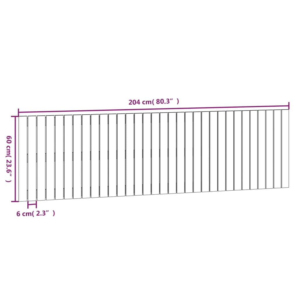 vidaXL Wall Headboard White 204x3x60 cm Solid Wood Pine