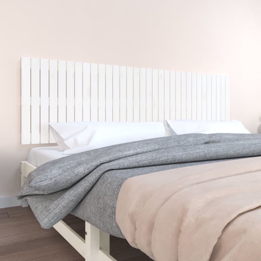 vidaXL Wall Headboard White 204x3x60 cm Solid Wood Pine