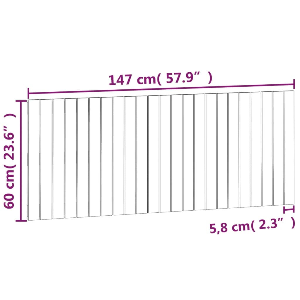 vidaXL Wall Headboard 147x3x60 cm Solid Wood Pine