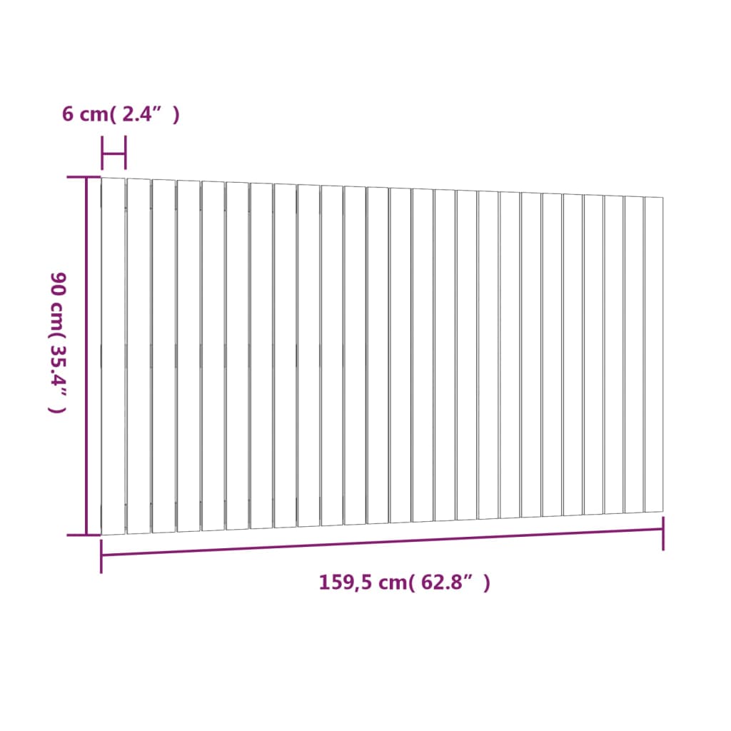 vidaXL Wall Headboard White 159.5x3x90 cm Solid Wood Pine