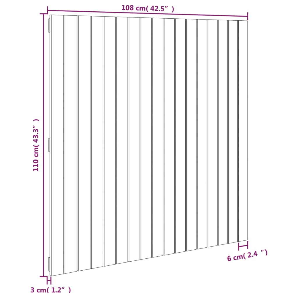 vidaXL Wall Headboard White 108x3x110 cm Solid Wood Pine