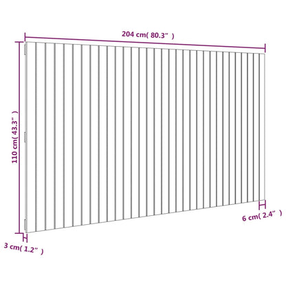 vidaXL Wall Headboard Grey 204x3x110 cm Solid Wood Pine