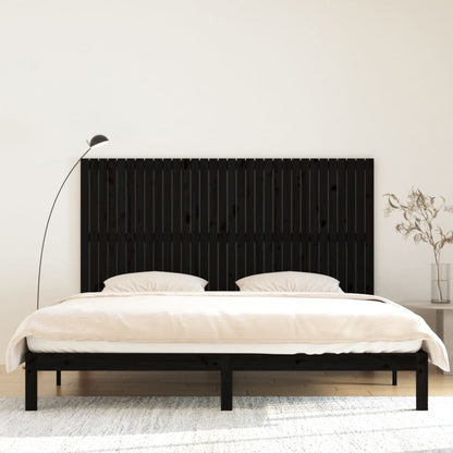 vidaXL Wall Headboard Black 204x3x110 cm Solid Wood Pine