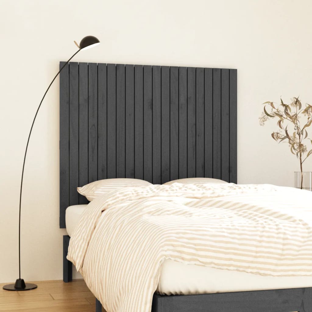 vidaXL Wall Headboard Grey 127.5x3x110 cm Solid Wood Pine