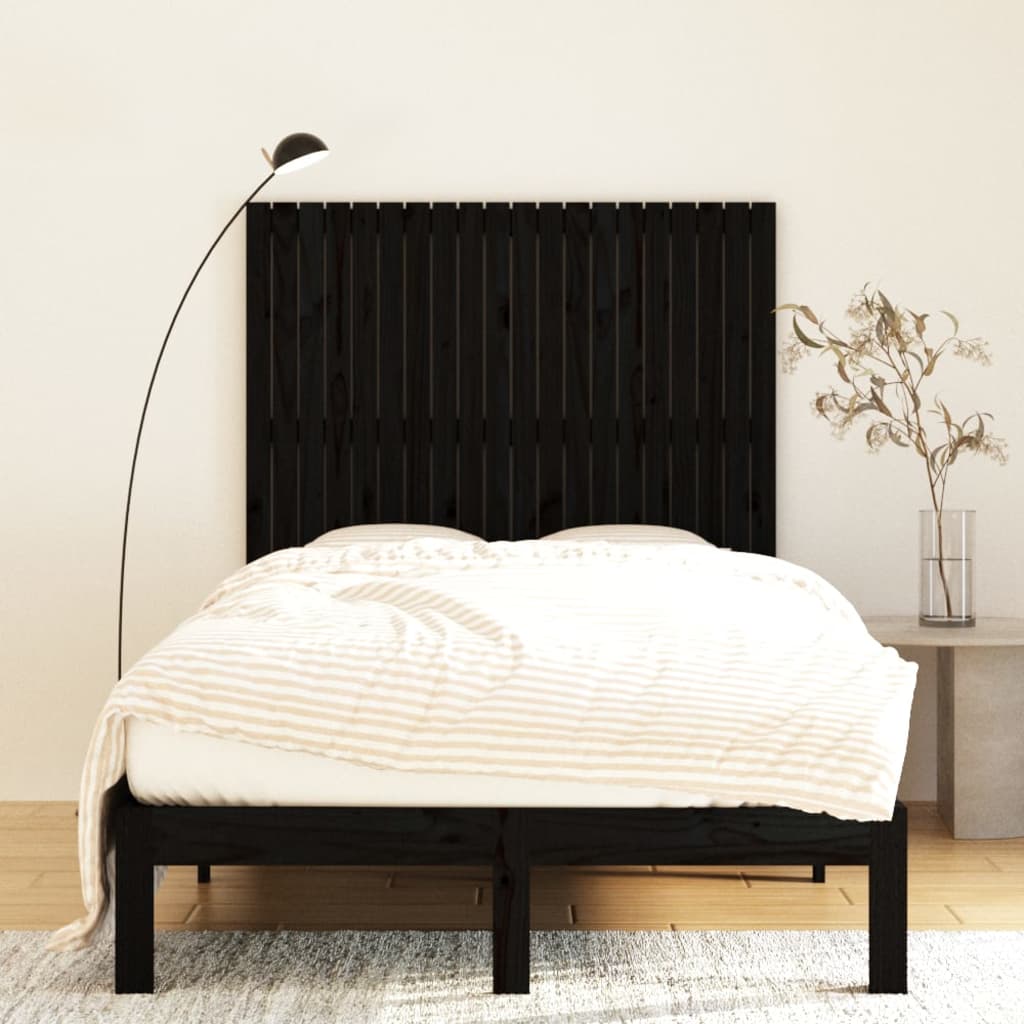vidaXL Wall Headboard Black 127.5x3x110 cm Solid Wood Pine