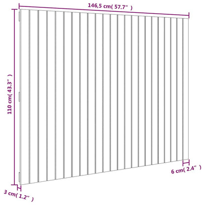 vidaXL Wall Headboard Grey 146.5x3x110 cm Solid Wood Pine
