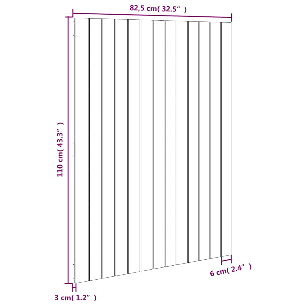 vidaXL Wall Headboard Honey Brown 82.5x3x110 cm Solid Wood Pine