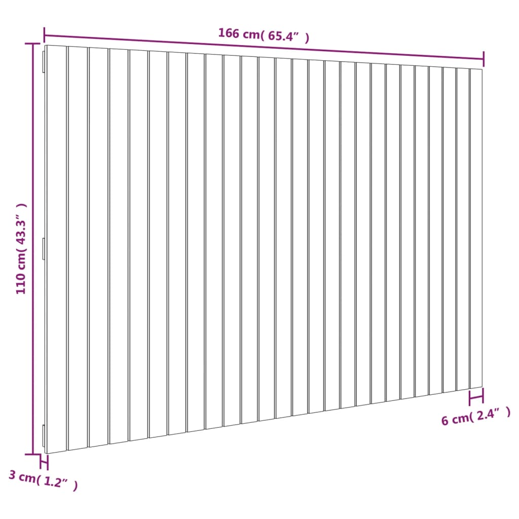 vidaXL Wall Headboard Honey Brown 166x3x110 cm Solid Wood Pine