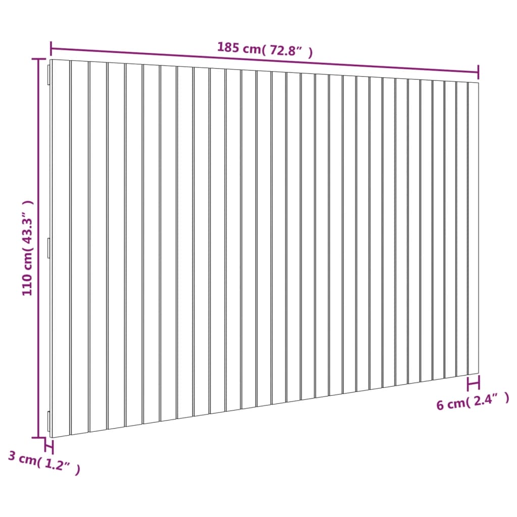 vidaXL Wall Headboard White 185x3x110 cm Solid Wood Pine