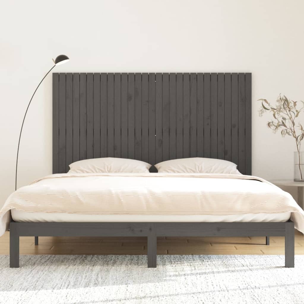 vidaXL Wall Headboard Grey 185x3x110 cm Solid Wood Pine