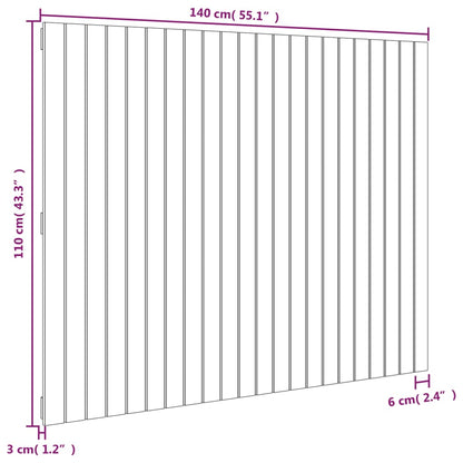 vidaXL Wall Headboard White 140x3x110 cm Solid Wood Pine