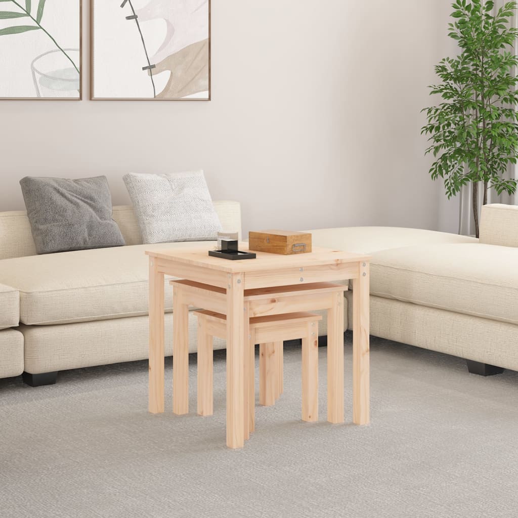 vidaXL Nesting Tables 3 pcs Solid Wood Pine
