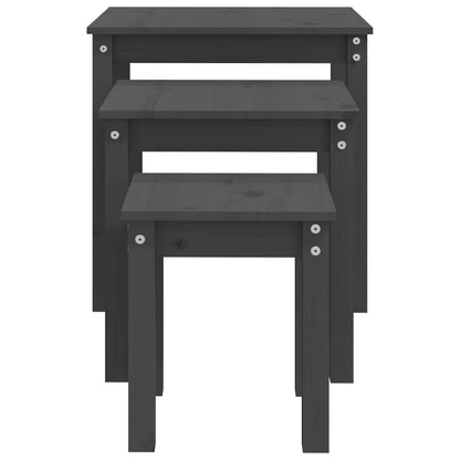 vidaXL Nesting Tables 3 pcs Grey Solid Wood Pine