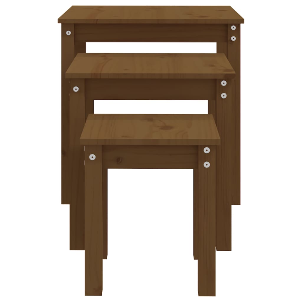 vidaXL Nesting Tables 3 pcs Honey Brown Solid Wood Pine