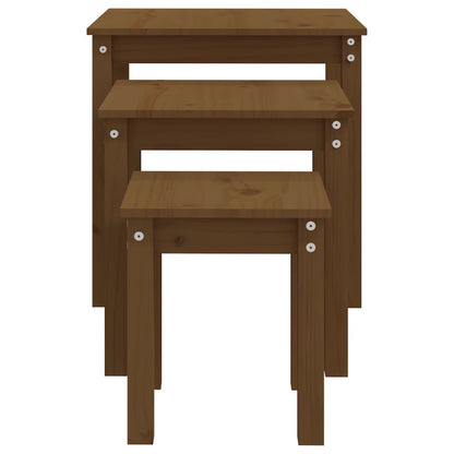 vidaXL Nesting Tables 3 pcs Honey Brown Solid Wood Pine