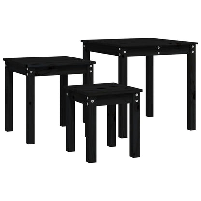 vidaXL Nesting Tables 3 pcs Black Solid Wood Pine