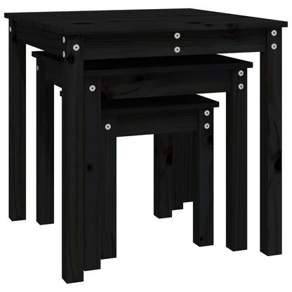 vidaXL Nesting Tables 3 pcs Black Solid Wood Pine