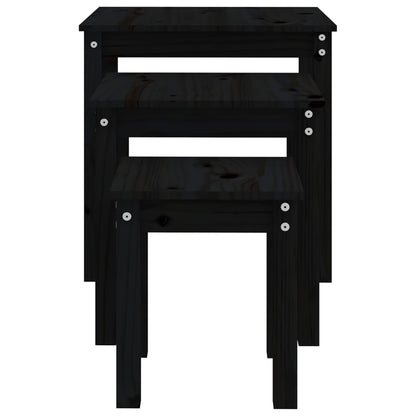 vidaXL Nesting Tables 3 pcs Black Solid Wood Pine