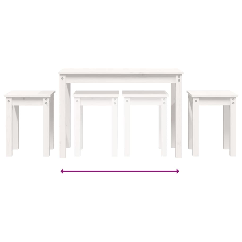 vidaXL Nesting Tables 3 pcs White Solid Wood Pine