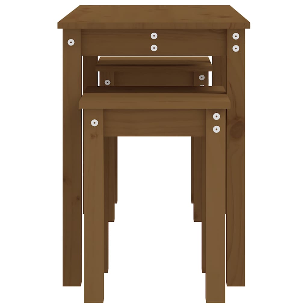 vidaXL Nesting Tables 3 pcs Honey Brown Solid Wood Pine