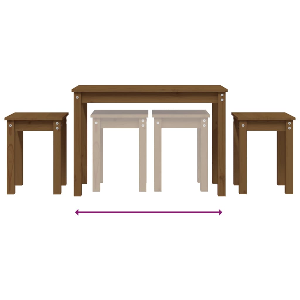 vidaXL Nesting Tables 3 pcs Honey Brown Solid Wood Pine