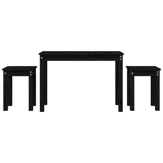 vidaXL Nesting Tables 3 pcs Black Solid Wood Pine