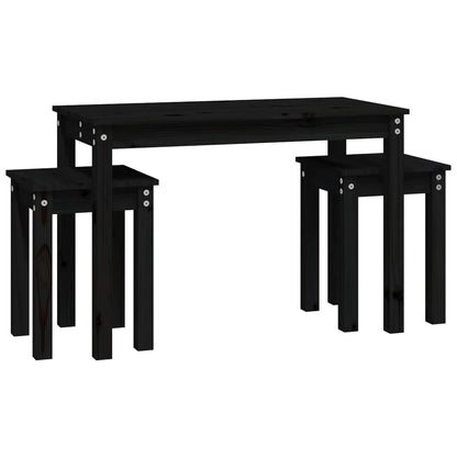 vidaXL Nesting Tables 3 pcs Black Solid Wood Pine