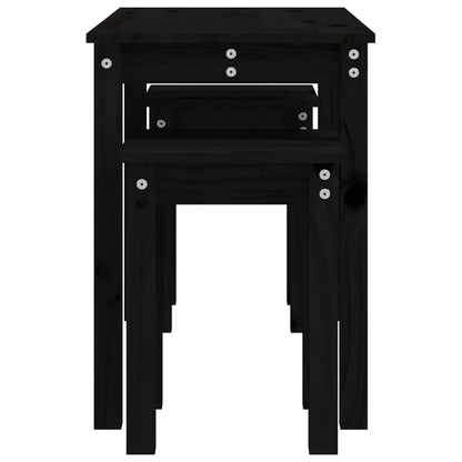 vidaXL Nesting Tables 3 pcs Black Solid Wood Pine