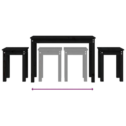 vidaXL Nesting Tables 3 pcs Black Solid Wood Pine