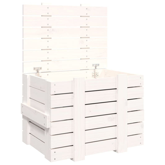 vidaXL Storage Box White 58x40.5x42 cm Solid Wood Pine