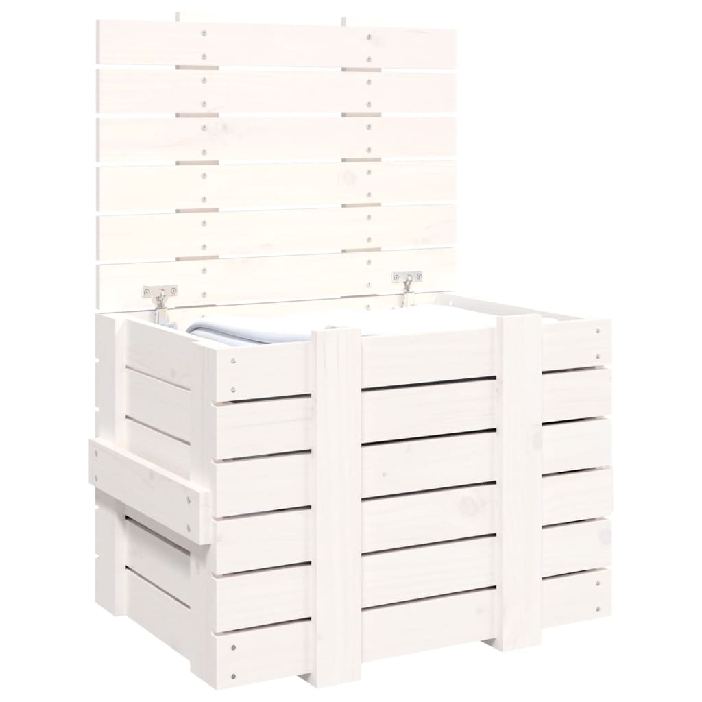 vidaXL Storage Box White 58x40,5x42 cm Solid Wood Pine