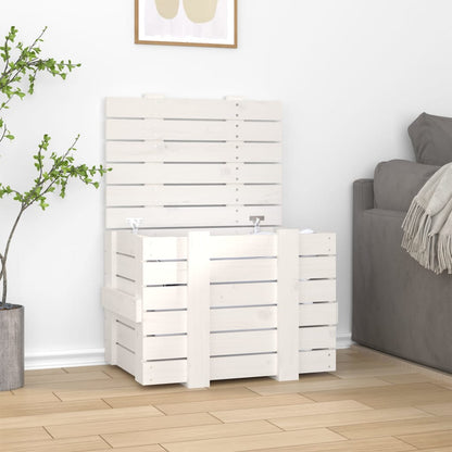 vidaXL Storage Box White 58x40.5x42 cm Solid Wood Pine