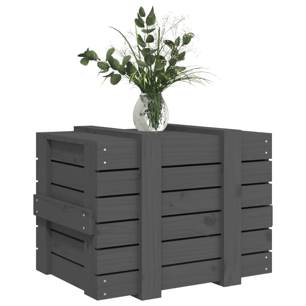 vidaXL Storage Box Grey 58x40.5x42 cm Solid Wood Pine