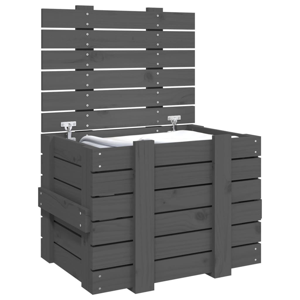 vidaXL Storage Box Grey 58x40.5x42 cm Solid Wood Pine