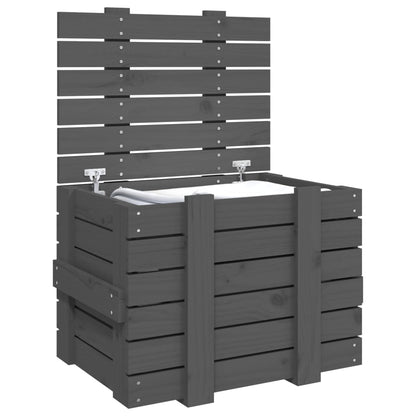 vidaXL Storage Box Grey 58x40.5x42 cm Solid Wood Pine