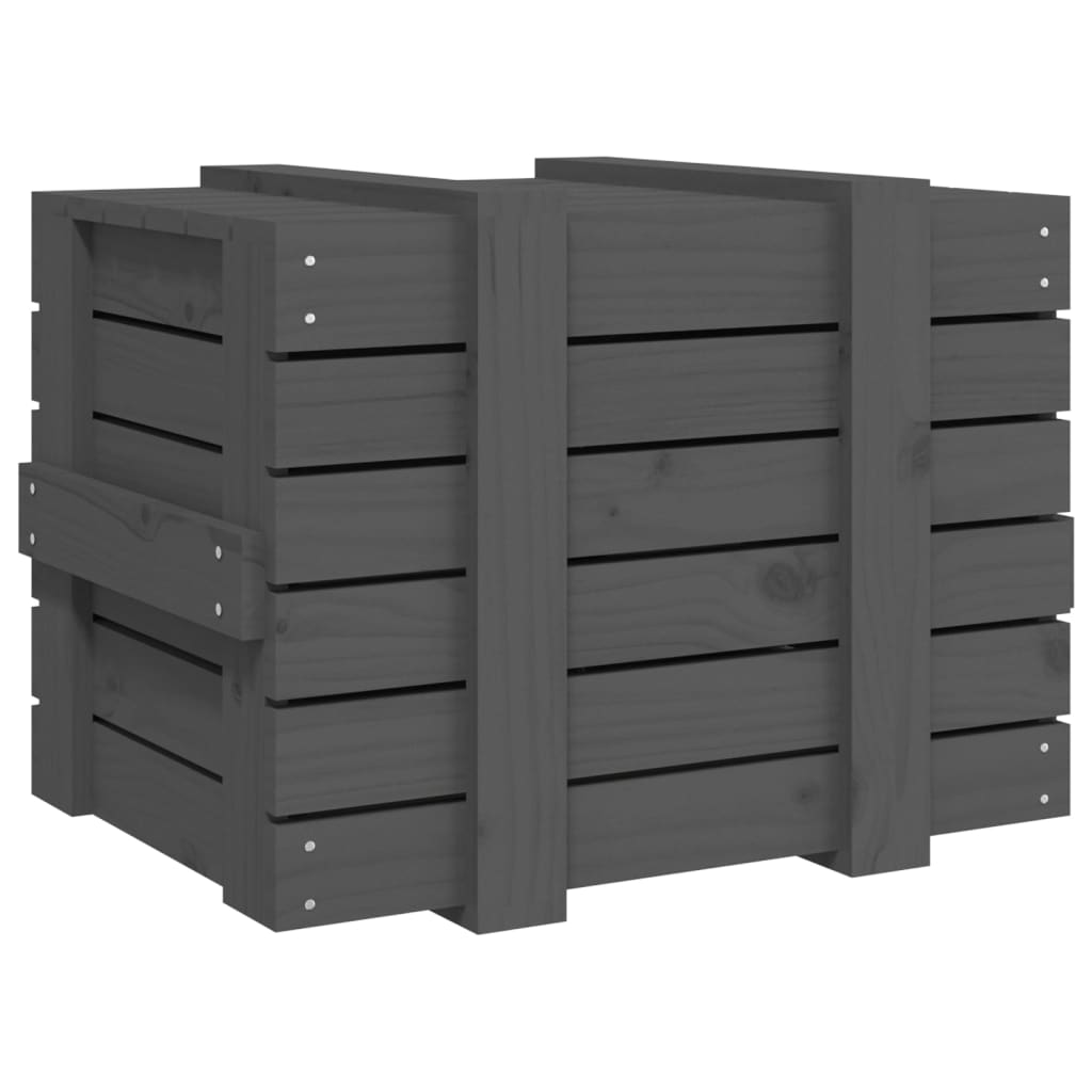 vidaXL Storage Box Grey 58x40.5x42 cm Solid Wood Pine