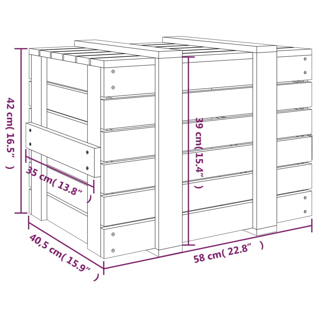vidaXL Storage Box Grey 58x40.5x42 cm Solid Wood Pine